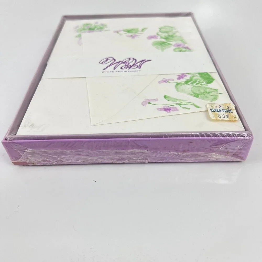 Vintage White & Wyckoff Bouquet Of Violets Stationery‎ Set 1970s